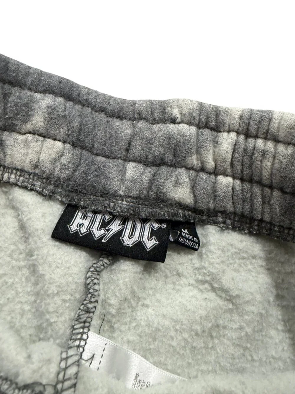 ACDC Charcoal Tie Dye Fleece Sweat Shorts Rock Graphic Drawstring Medium Women's